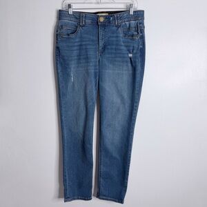 Democracy Ab Solution Straight Leg Jean Distressed Size 12 Stretch Casual Comfy